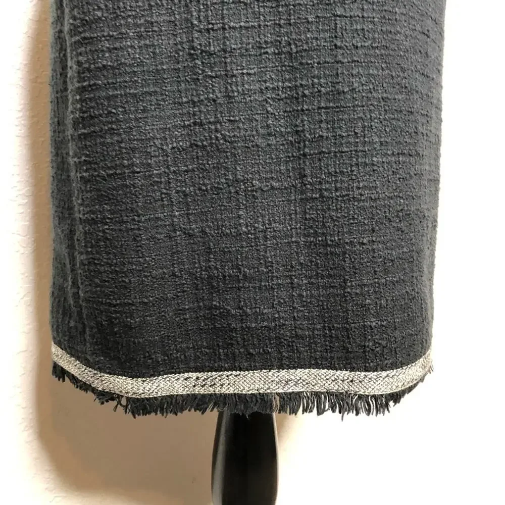J Crew black fringe trim bouchle knit sleeveless sheath dress size 6